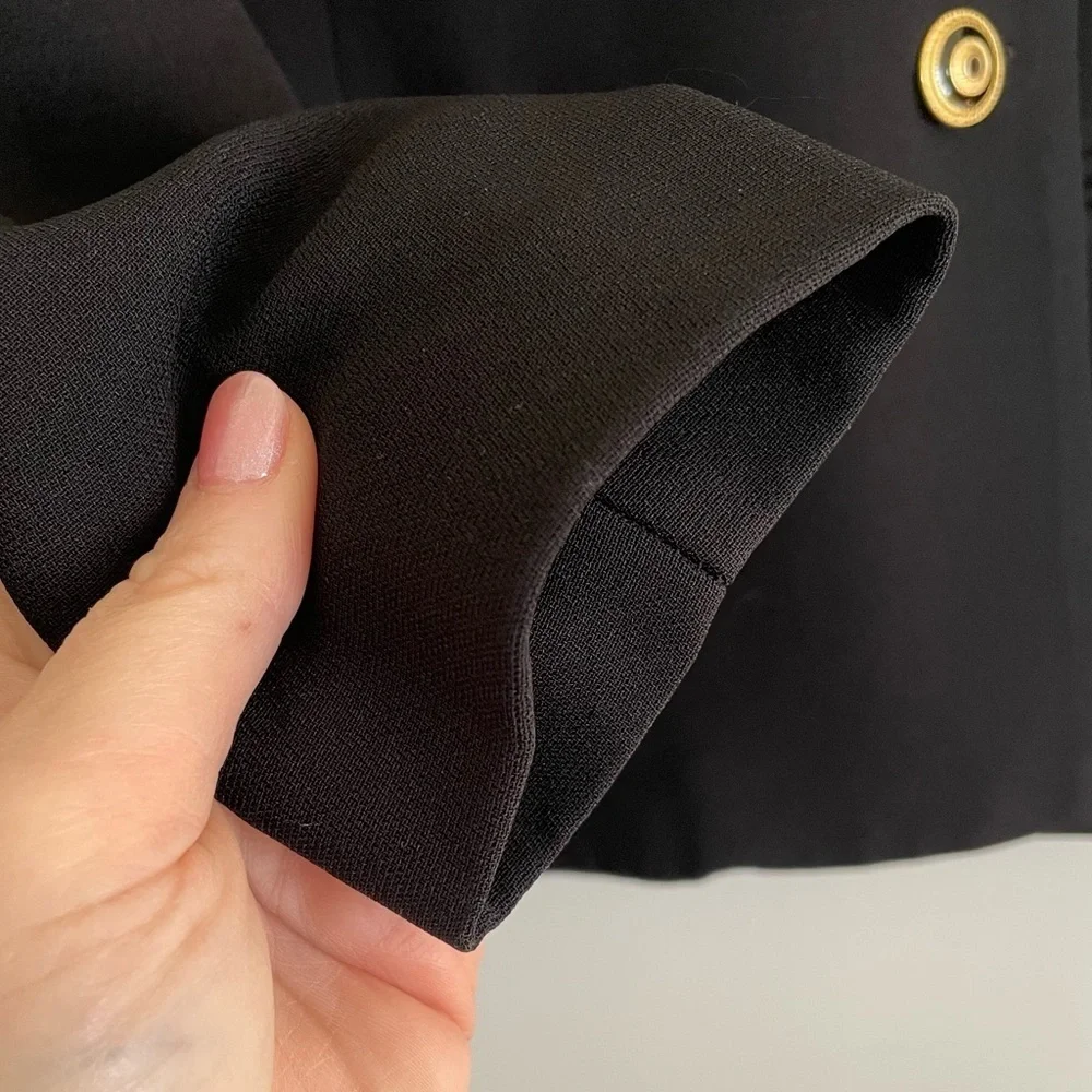 Vintage Talbots Black Double-Breasted Blazer w/ Gold & Enameled Buttons Size 4